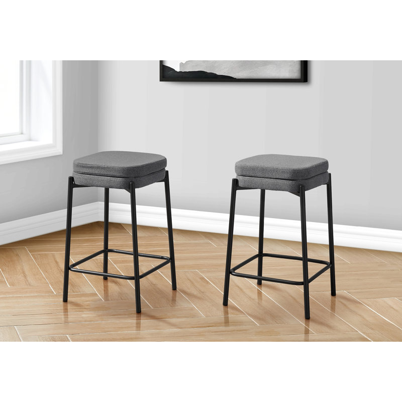 Tabouret de bar, hauteur de comptoir, ensemble de 2, cuisine, aspect cuir, Black