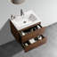 Meuble-lavabo moderne en noyer de 61 cm (24 po) - Grand espace de rangement, tiroirs silencieux, lavabo en céramique, robinet monotrou. Design tendance et spacieux.