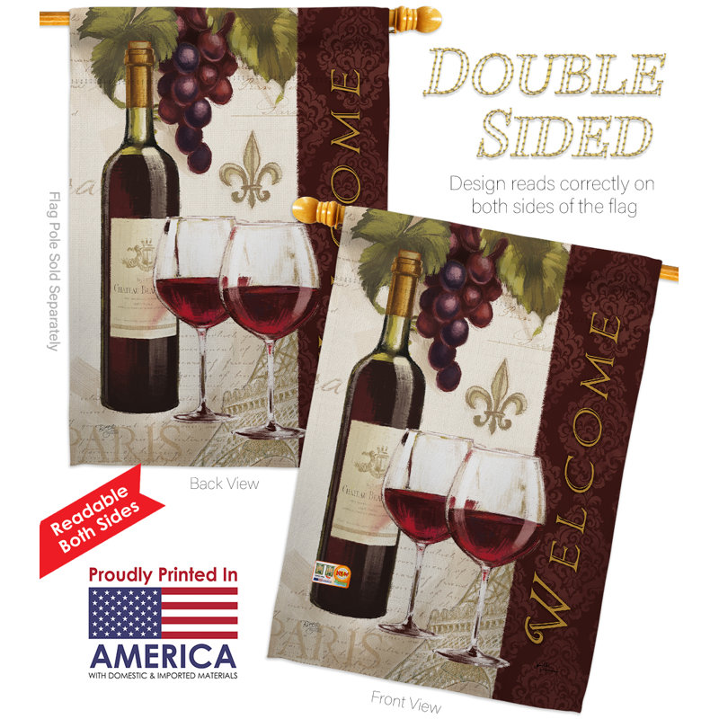 Polyesters à 2 côtés 40 x 28 po "vins happy hour et drinks ensemble de drapeau
