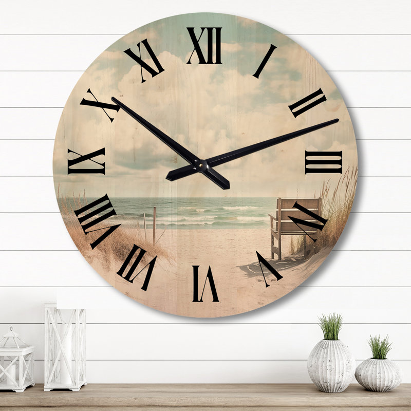 Horloge murale de plage Beach Grass Landscape II, Grand