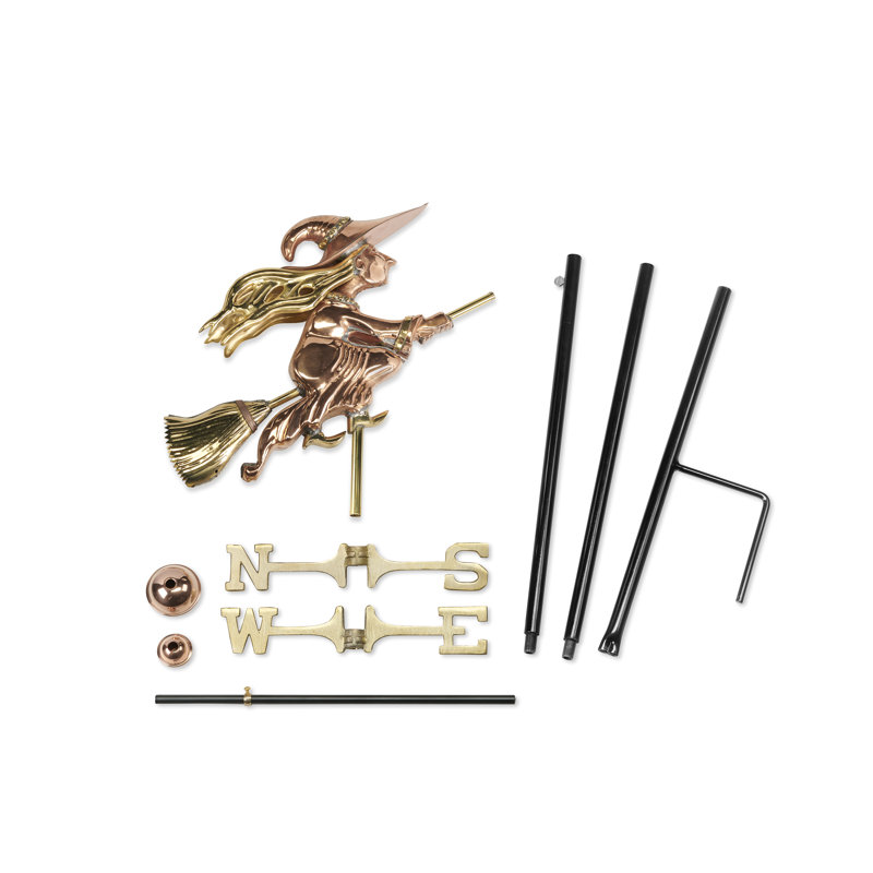 14'' Copper Witch Garden Weathervane with Garden Pole