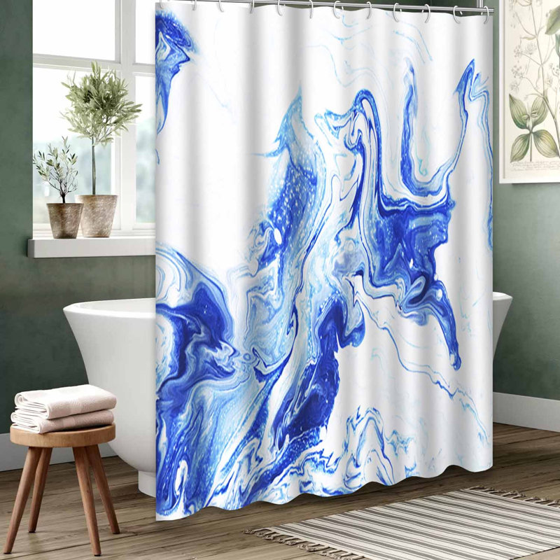 Rideau de douche bleu imperméable, rideaux de douche pour la salle de bain avec 12 crochets, 72" L x 72" W