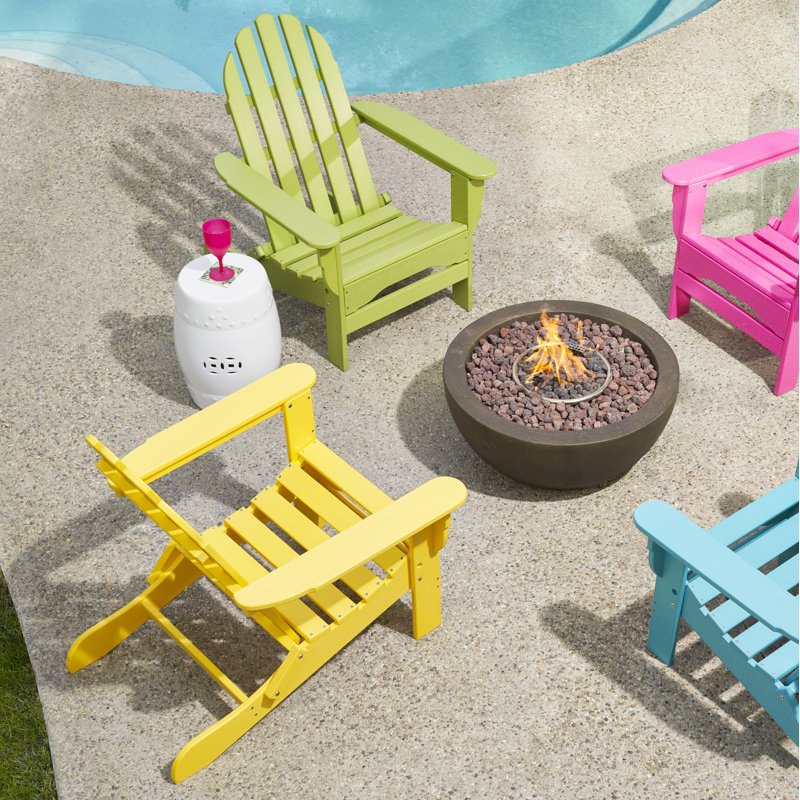 Chaise Adirondack pliante en plastique Leighton, Jaune citron