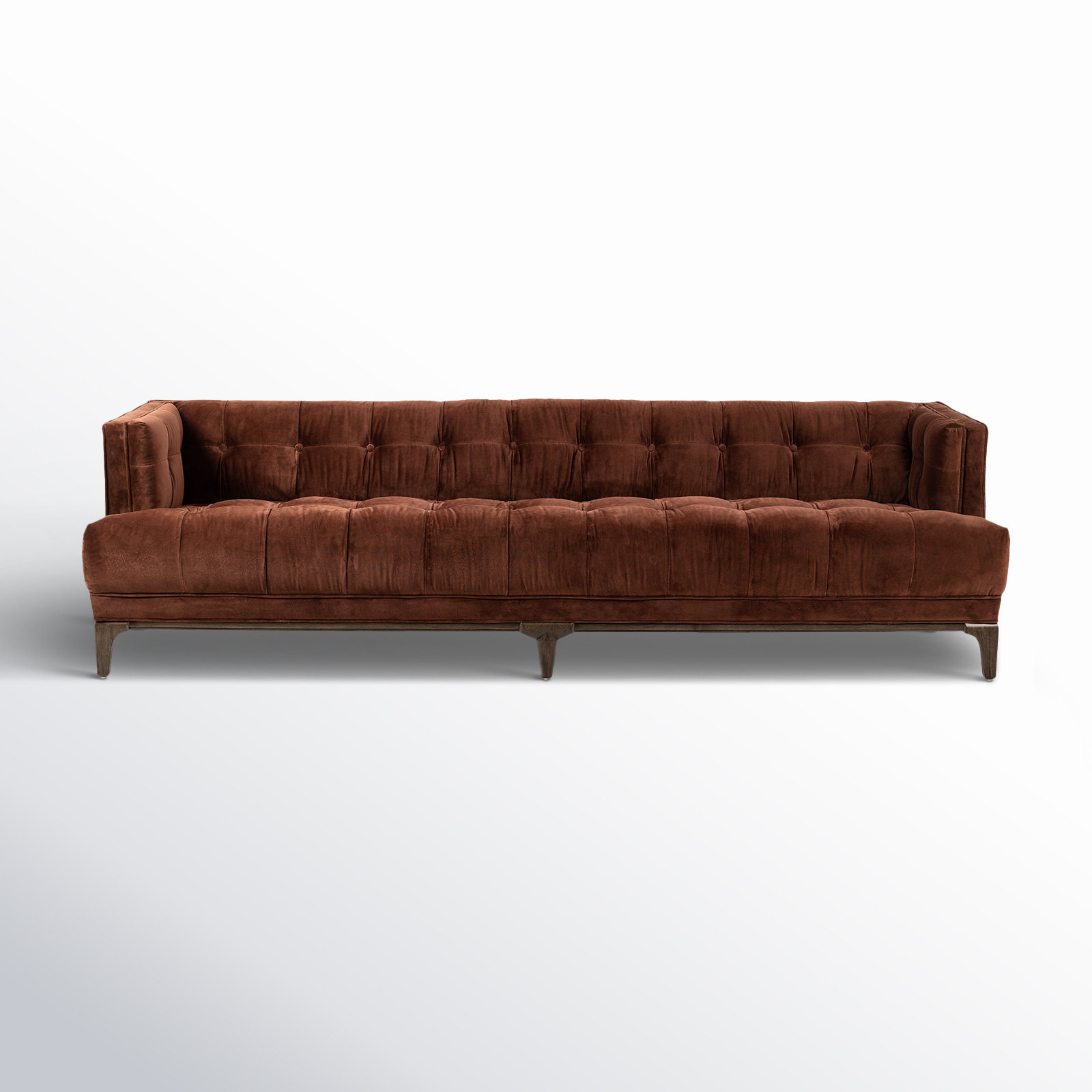 Bari 91'' Tufted Tuxedo Sofa, Surrey Auburn Velvet, Sienna Brown