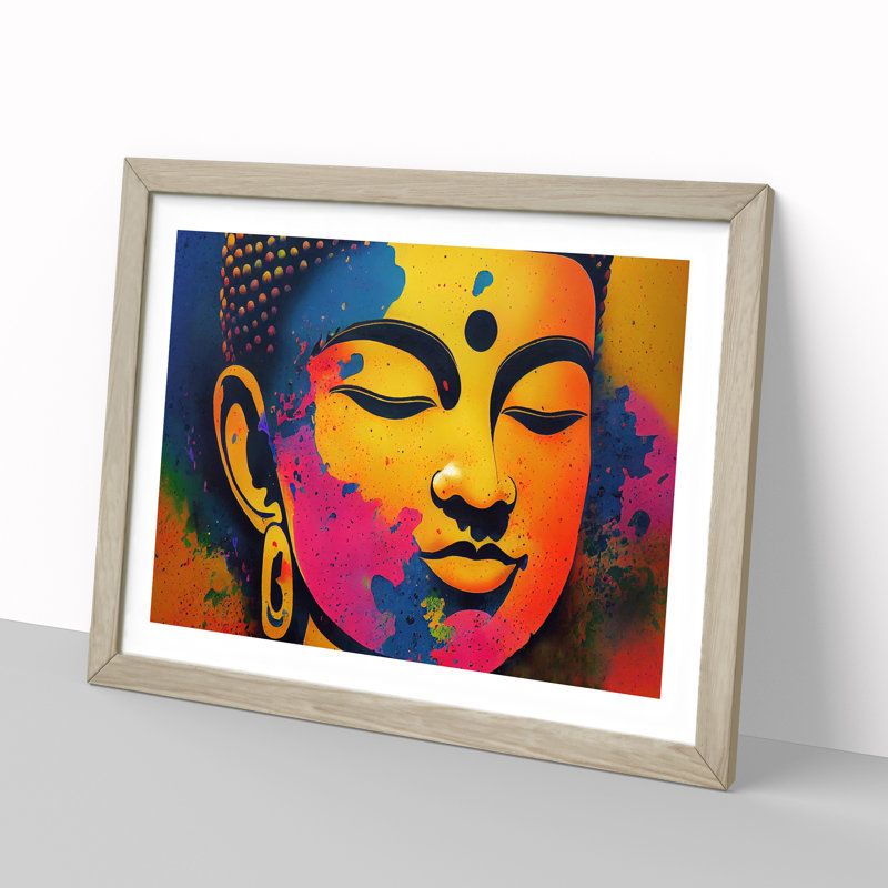 Colourful Buddha Vol.3 Abstract - Framed Print, 46cm H x 64cm W x 2cm D, Oak
