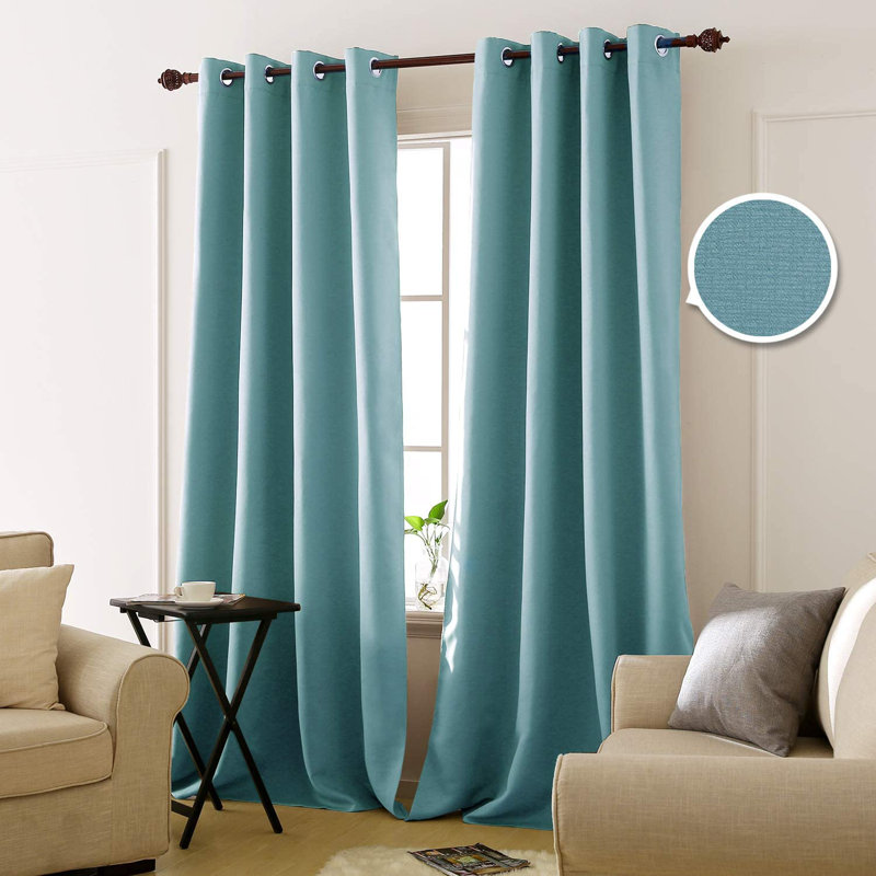 Albers Blackout Curtain Pair, Sky Blue, 140 W x 175 D cm