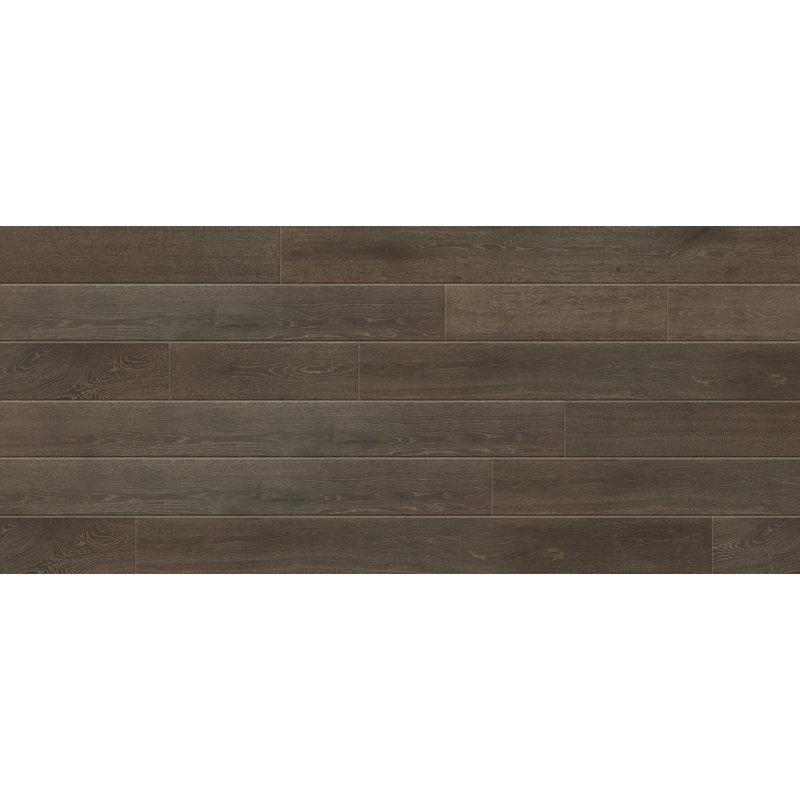 Revêtement de sol en bois d’ingénierie à longueur variable 0,5" en chêne x 8,62", Noir