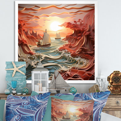 Coastal Tranquillity Papercut II - Nautical & Beach Wall Art Prints