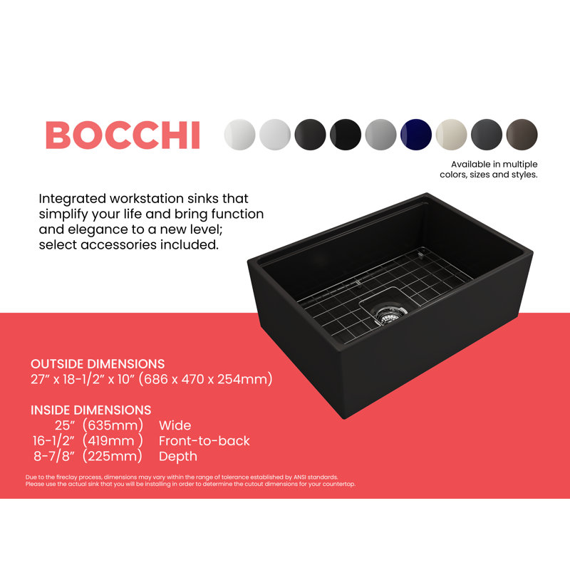 Contempo Step-Rim 27'' L Single Basin Kitchen Sink, Matte Black