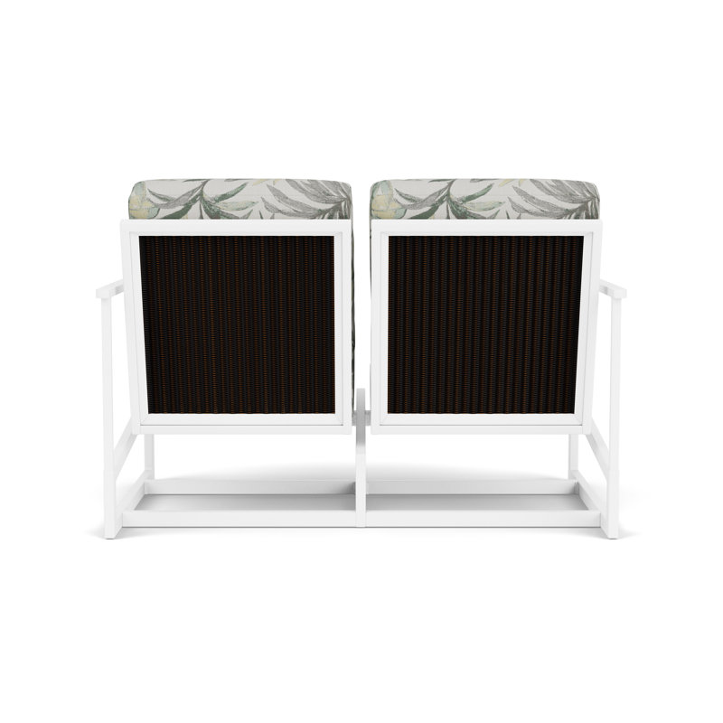 Outdoor Summit Rocker Bench with Cushions, Mink, Calidora Mist, Matte White