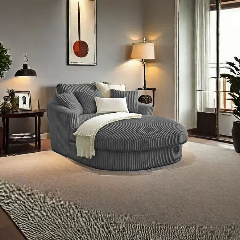 Simple oval sofa modern lazy chaise longue, Grey