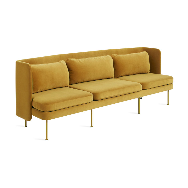 Bloke Sofa, Ochre Velvet 100% Polyester, 34" H x 95" W x 32" D, Orche