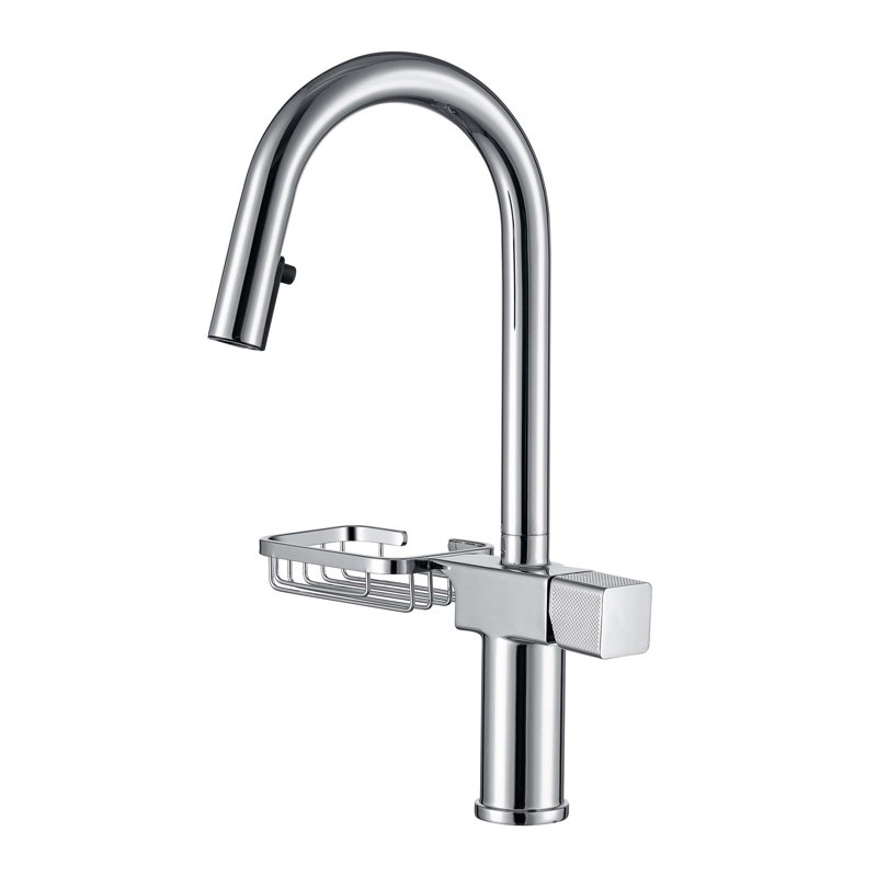 Robinet de cuisine moderne à un trou en acier inoxydable, Chrome
