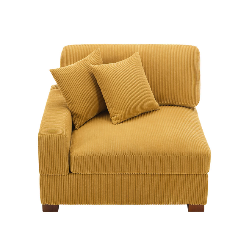 Upholstered Armchair, Orange Corduroy