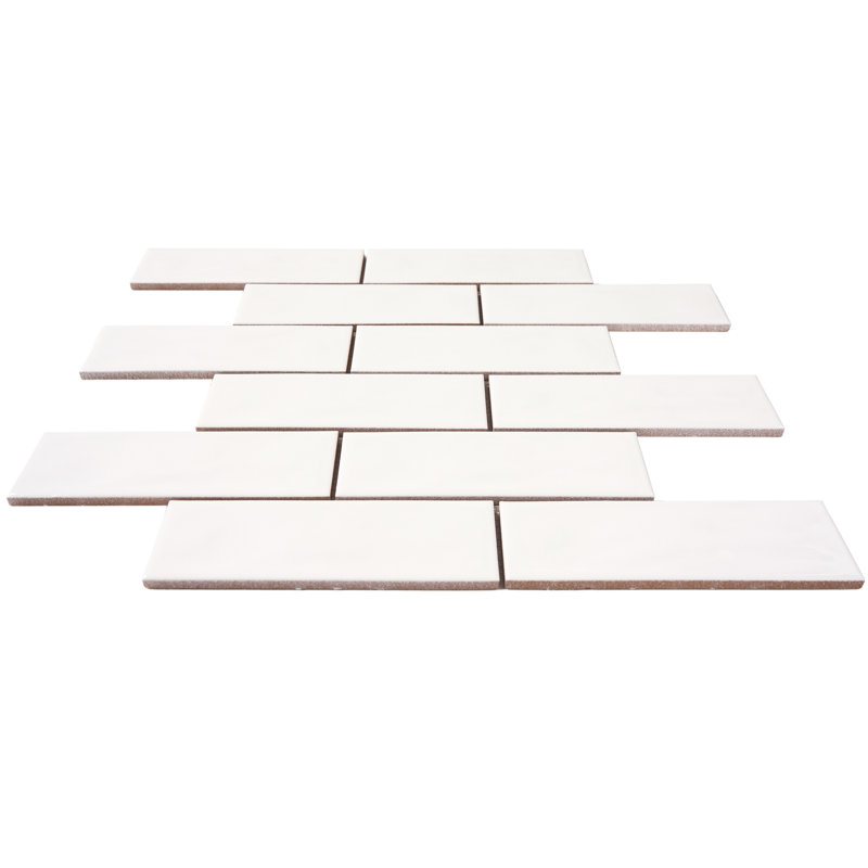 2" x 6" Porcelain Brick Joint Mosaic Wall & Floor Tile, White