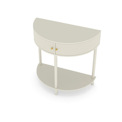 Console Table Unique Half Moon Design End Table With 2 Storage Drawers And Bottom Shelf
