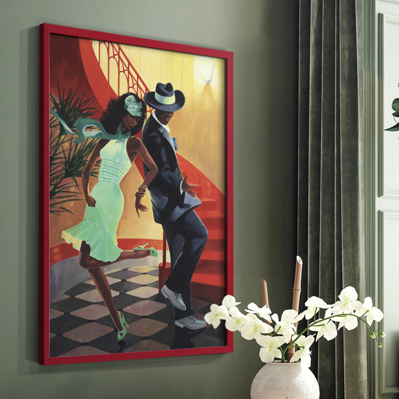 «Night Out IV», reproduction encadrée - bois massif, Rouge, H 10 po x l 8 po