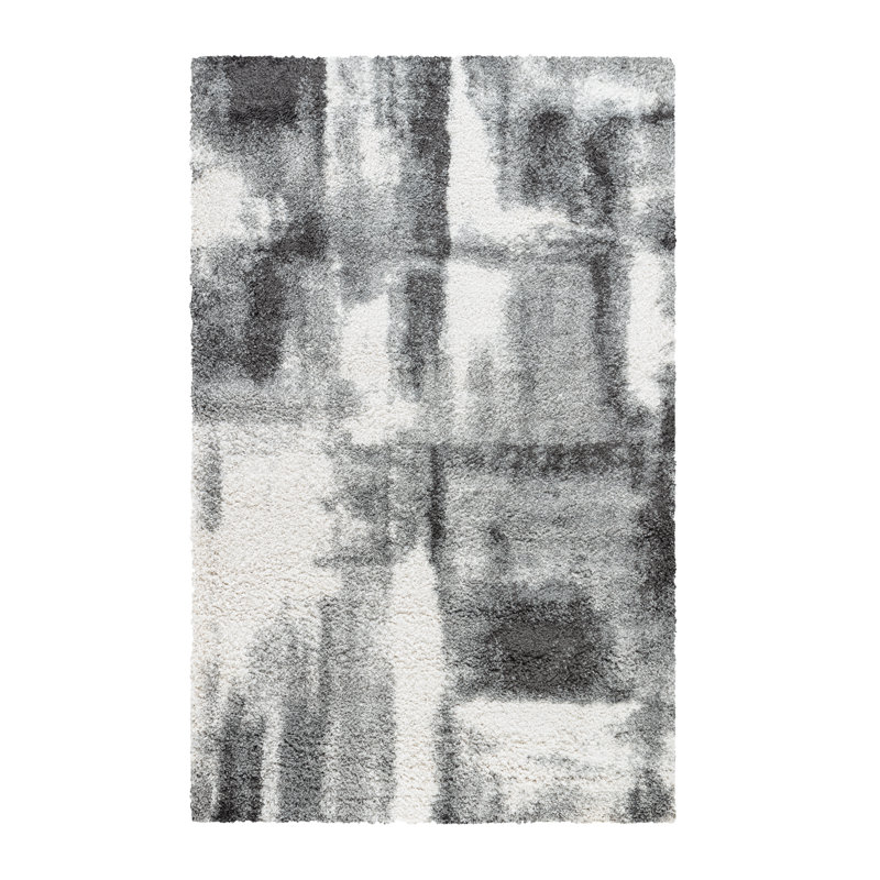 Tapis gris anthracite à poils longs Alban, Rectangle 7 pi 10 po x 10 pi