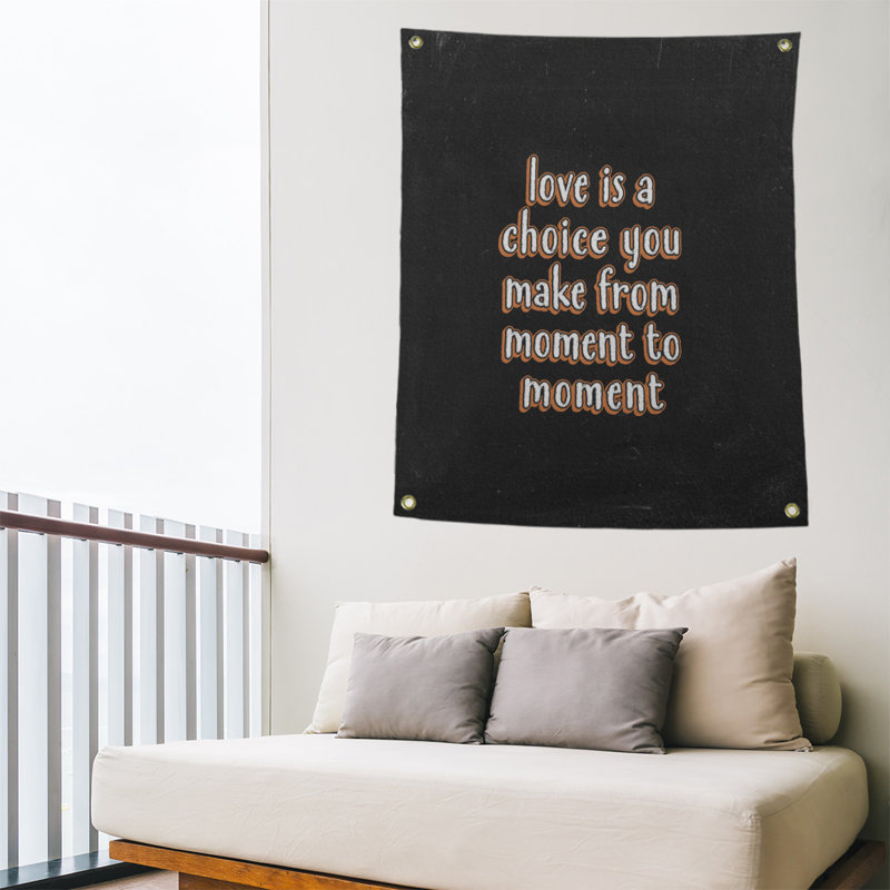 Le polyester love is a choice quote tableau noir tapisserie, H 36 po x l 26 po, Orange