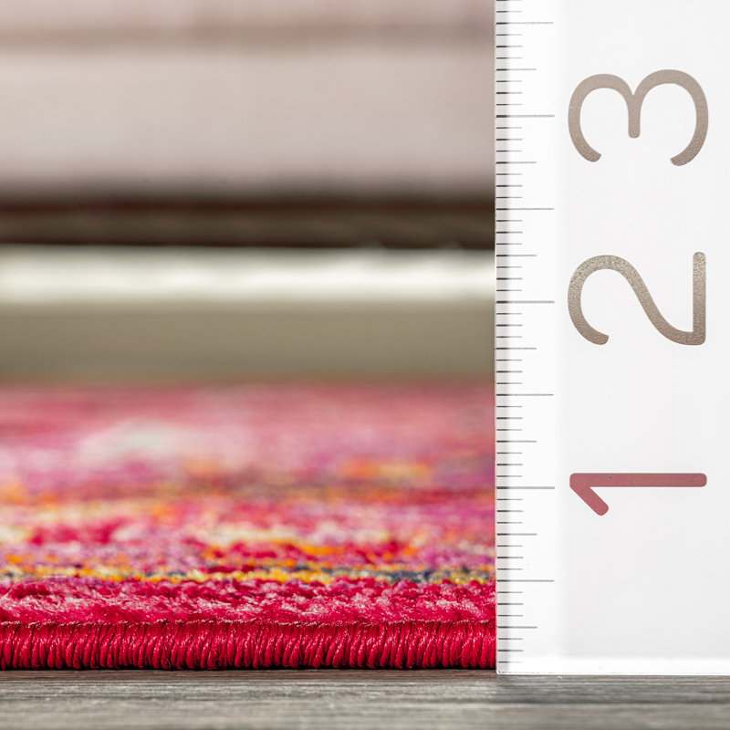 Tapis oriental violet / rose Jynell, Rond 5 pi 3 po
