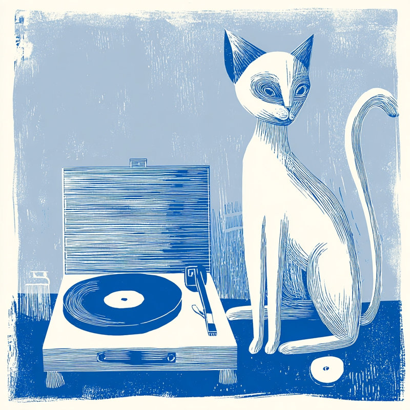 «Blue Cat», art mural en vinyle sur toile tendue II, L 40 po x H 40 po x P 1,5 po
