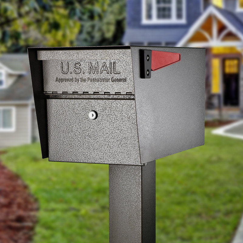 Mail Manager Locking Security Post Mounted Mailbox, Bronze