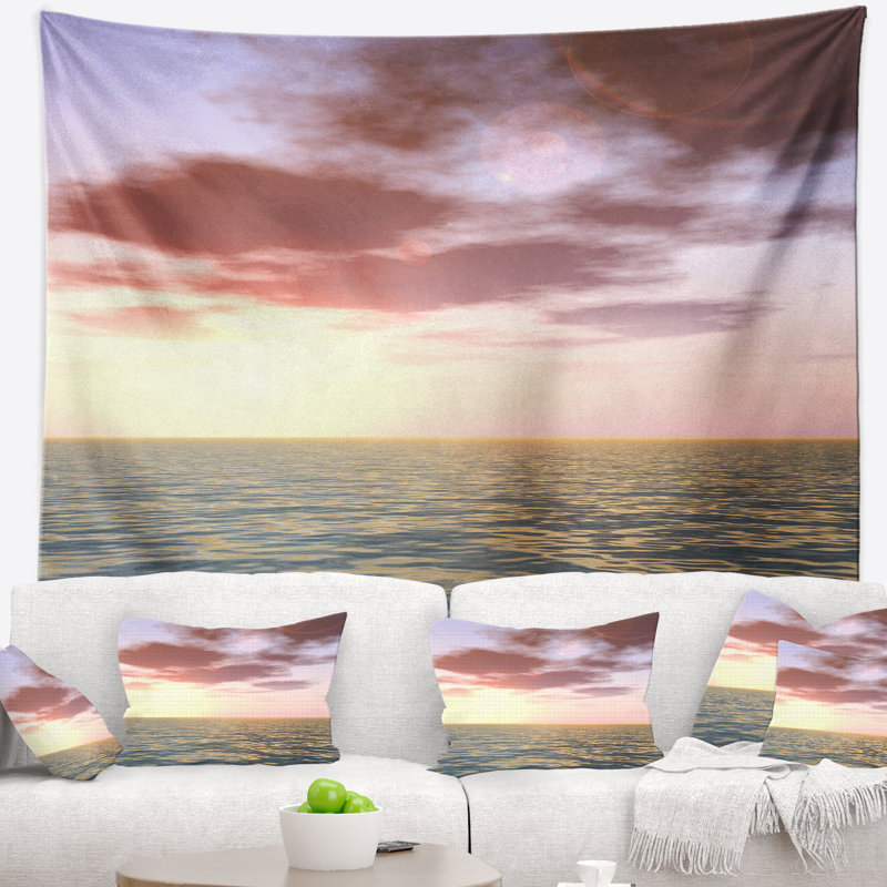 Tapisserie en mer de mer à l’atlantique à l’seascape mauve, H 32 po x l 39 po