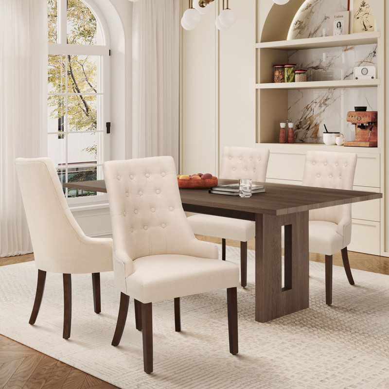 51cm H Tufted Fabric Upholstered Side Chair, Beige