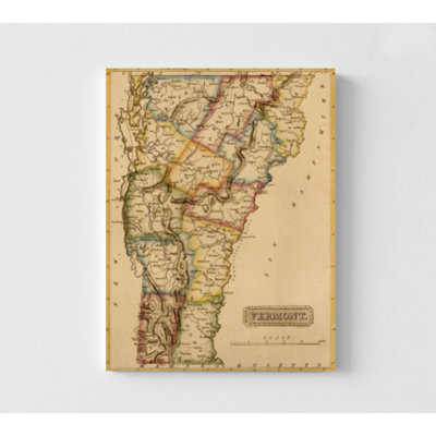 Vermont 1817 par cartes anciennes, décor historique de maison des États-Unis, affiche de l'histoire des États-Unis, vieille carte du Vermont, décoration murale Vermont, bibliothèque scolaire