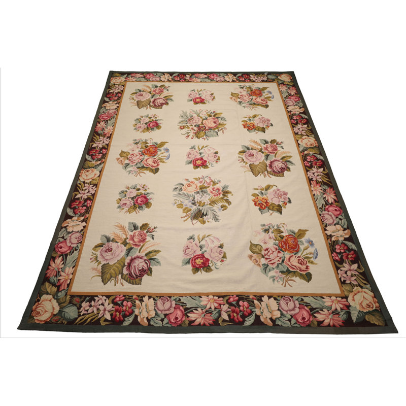 Tapis ivoire en laine tissé à la main 9 pi x 12 pi 6 po Asmara