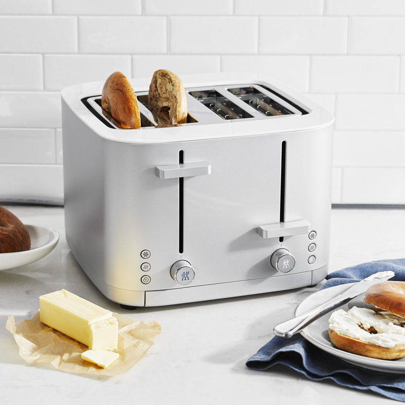 Silver Stainless Steel 4-Slice Digital Toaster with Wide Slots