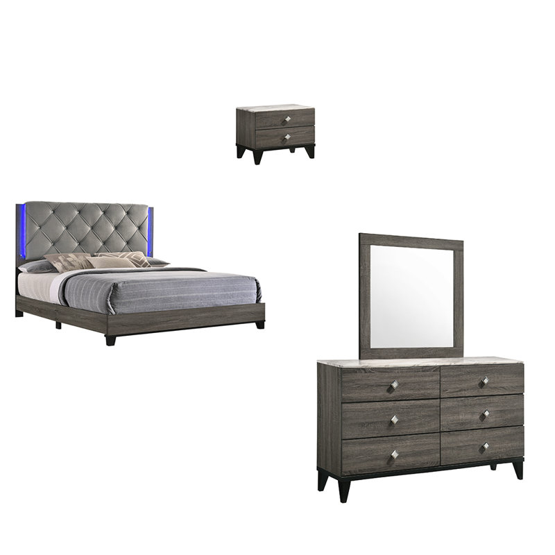 Ensemble de chambre à coucher gris pour chambre à coucher