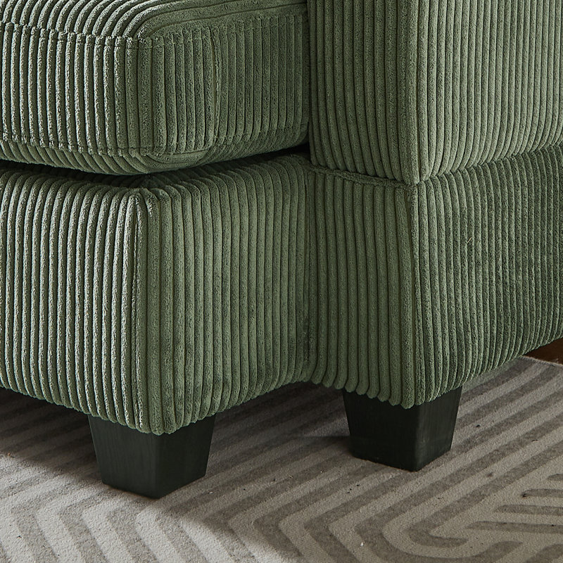 Canapé-lit modulaire 114 po en velours côtelé avec 2 coussins 114 po, Velours côtelé vert