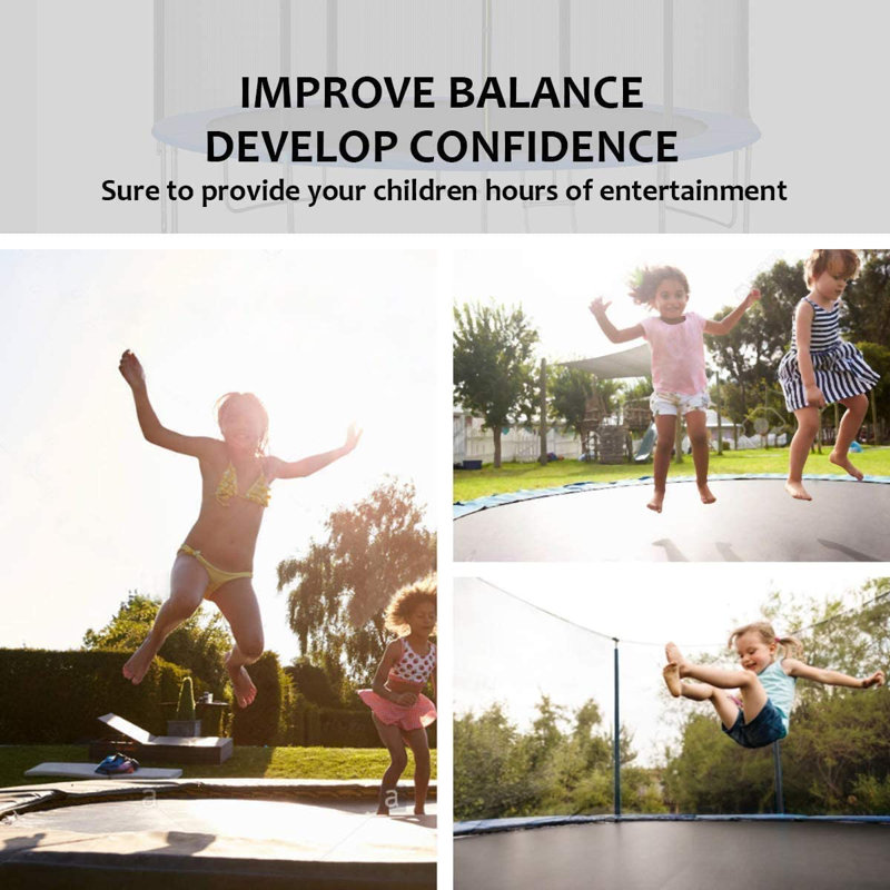 YAKEY Round Backyard Trampoline with Safety Enclosure