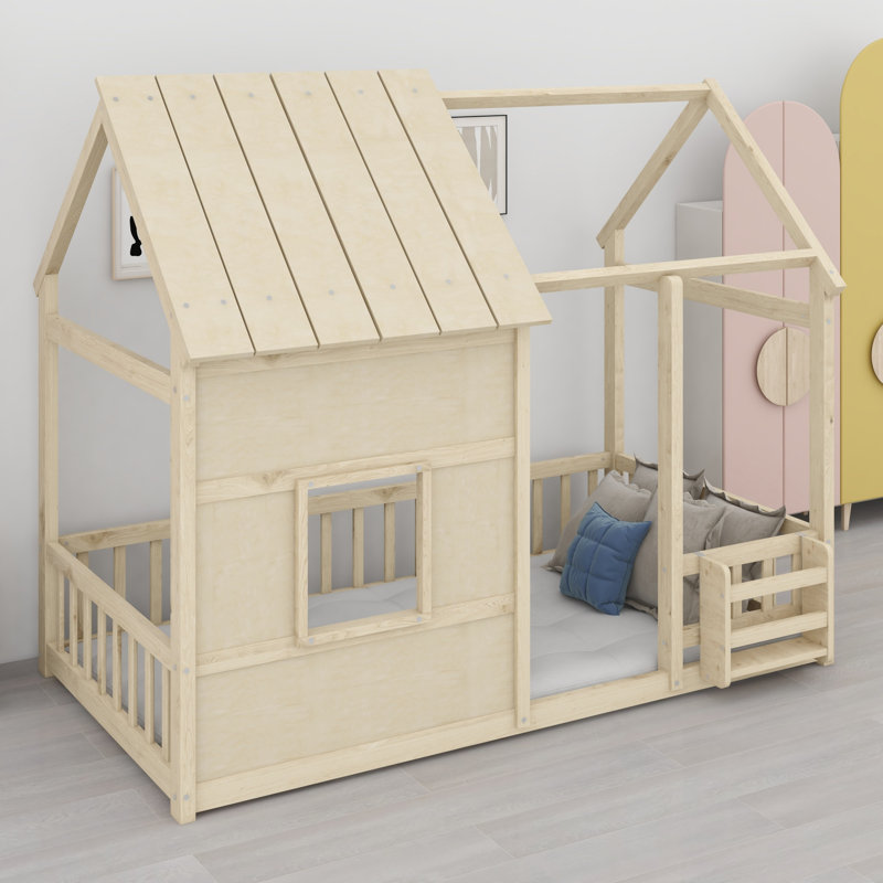 House Floor Bed Including LED  Light, Creates a Calming Bedtime Atmosphere, Natural