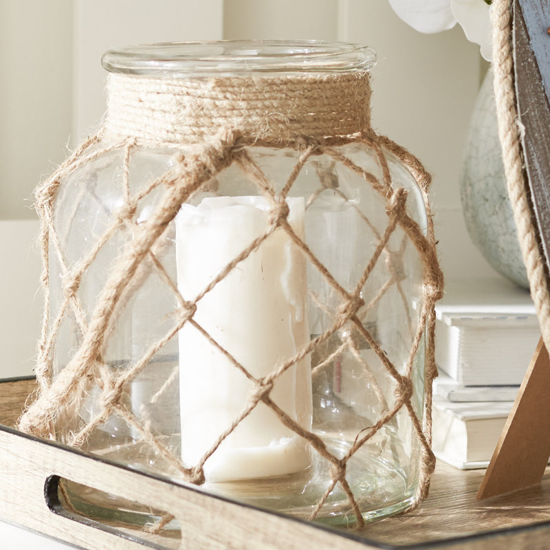 8'' H Glass Tabletop Candle Lantern