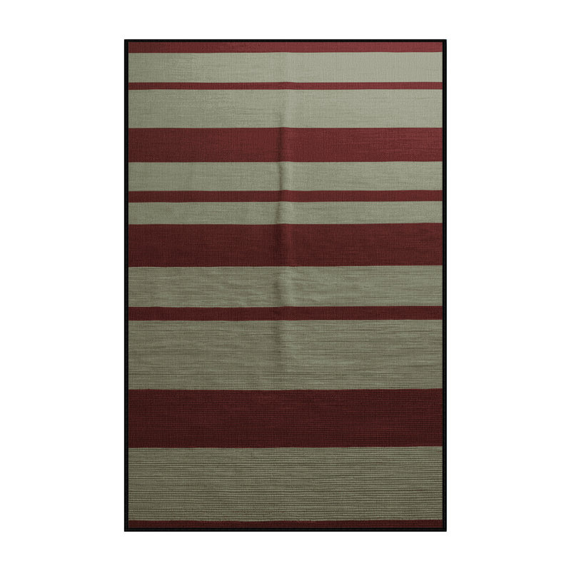 Tapis noir à rayures horizontales lavable à la machine, Rectangle 6 pi x 9 pi