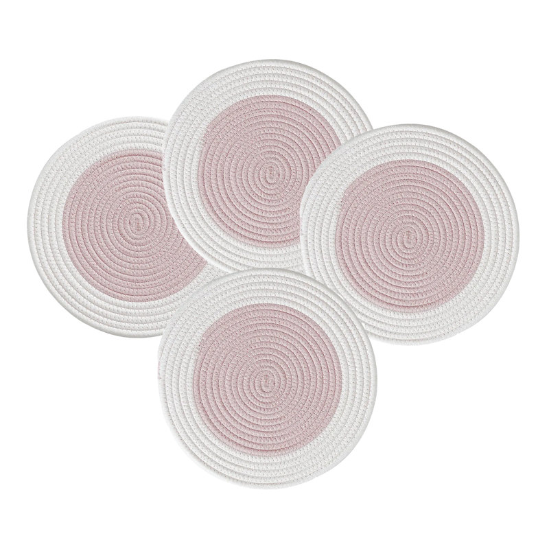 Breaden Braided Round Placemat, 14" x 14", Pink