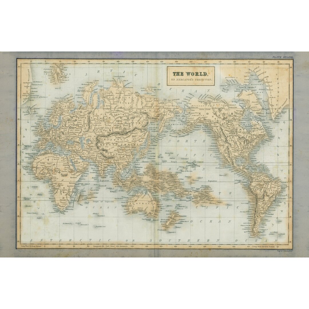 Leinwandbild The World Map Neutral von Wild Apple Portfolio