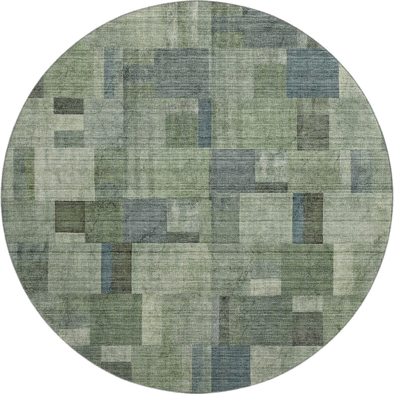 Premium Machine Washable Cerrito Green Rug, Round 8'