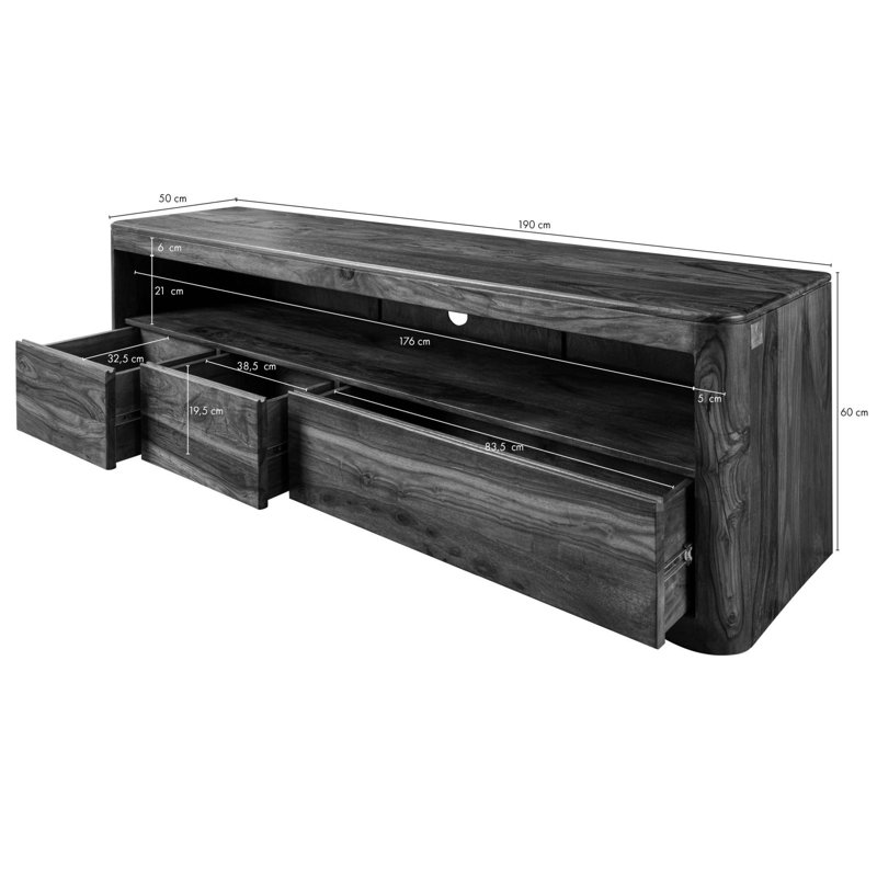 Toronto Unfinished TV Stand for TVs up to 85", Smoked Cherry
