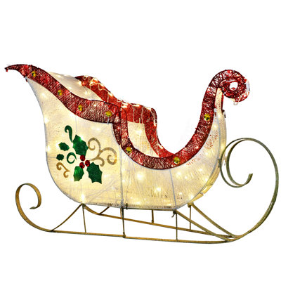 32" Pre-Lit Outdoor Sleigh Christmas Holiday Décor with 120 Warm White Twinkling LED Lights