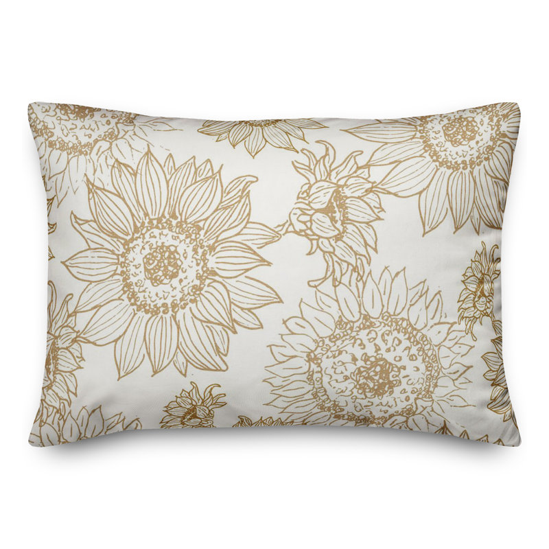 Floral Reversible Throw Pillow, Gold/White