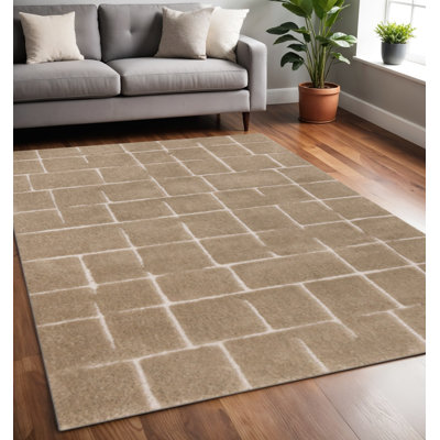 5' X 8' Gray And Taupe Geometric Area Rug
