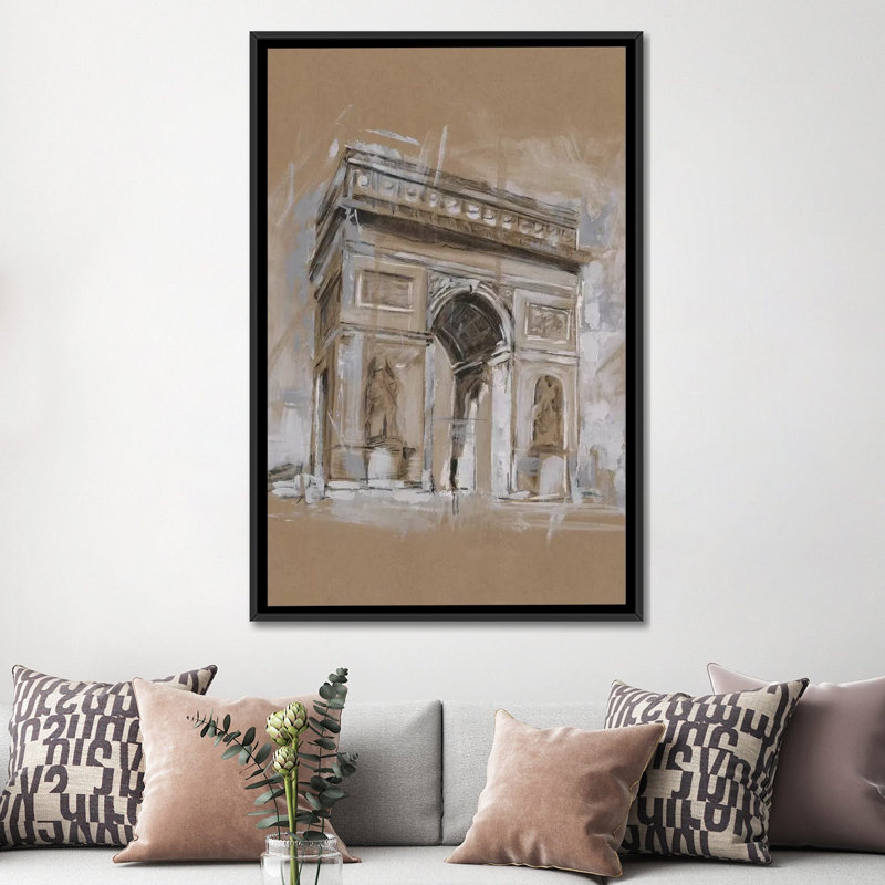 "Brushtravail architecture Study I" par Ethan Harper, reproduction d’art, Toile avec cadre noir, H 60 po x l 40po x P 1,5 po