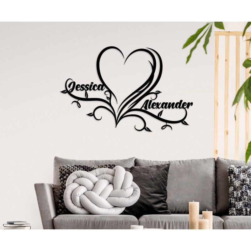 Cœur en métal, décoration murale «Love Art» avec votre texte personnalisé pour décoration intérieure, mariage, cadeau de la Saint-Valentin