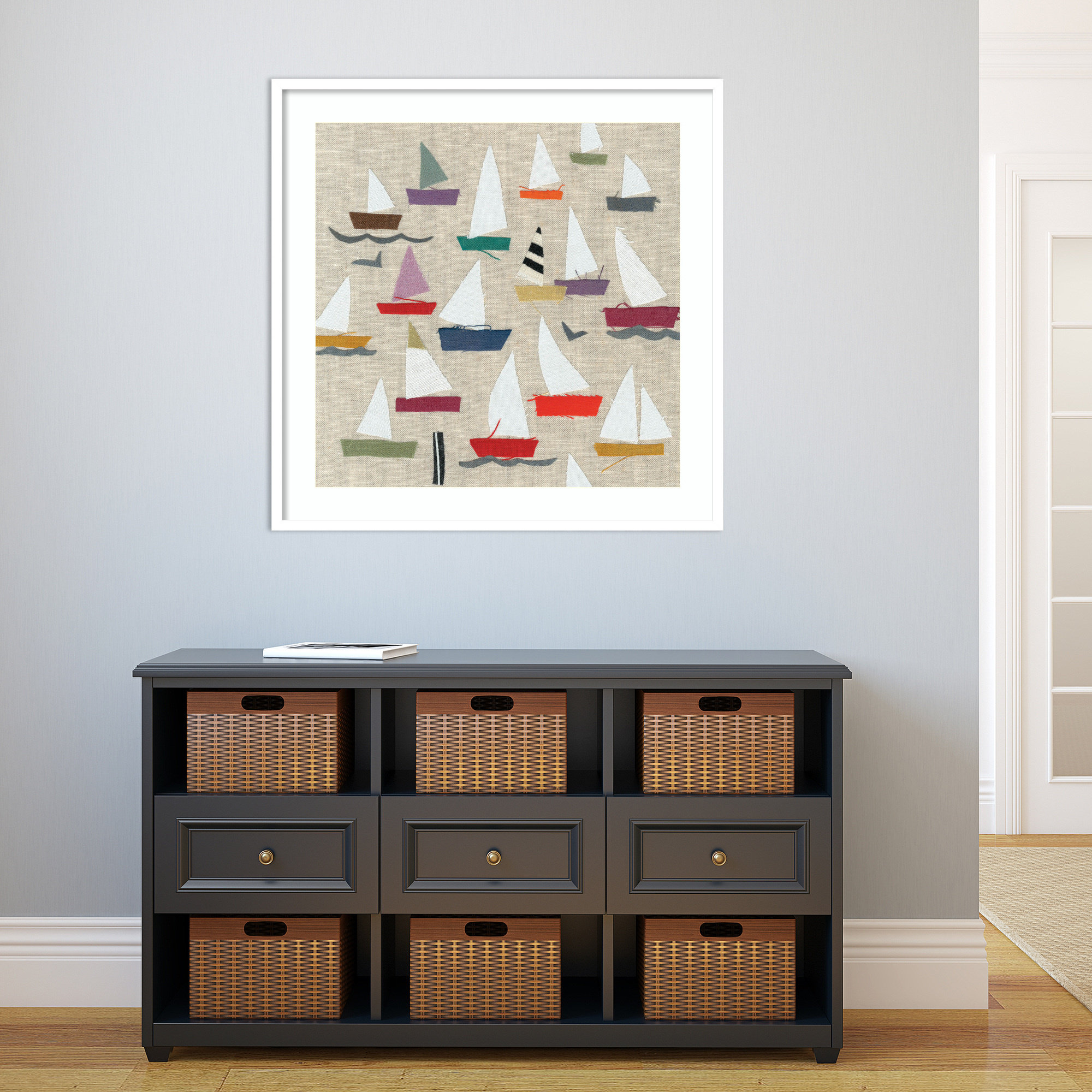 Montier Plain Sailing Framed on Paper by Jenny Frean Print, 33" H x 33" W x 1" D, White