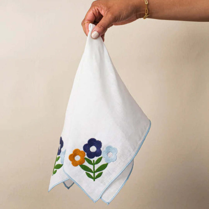 Floral Square Napkins, Blue