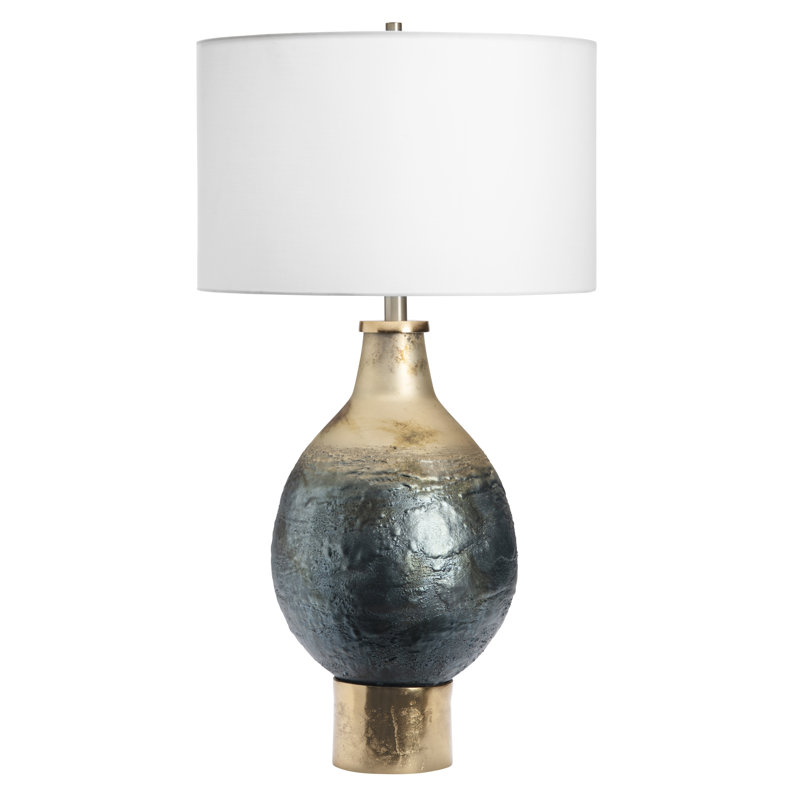 32.25" Metal Table Lamp With White Shade