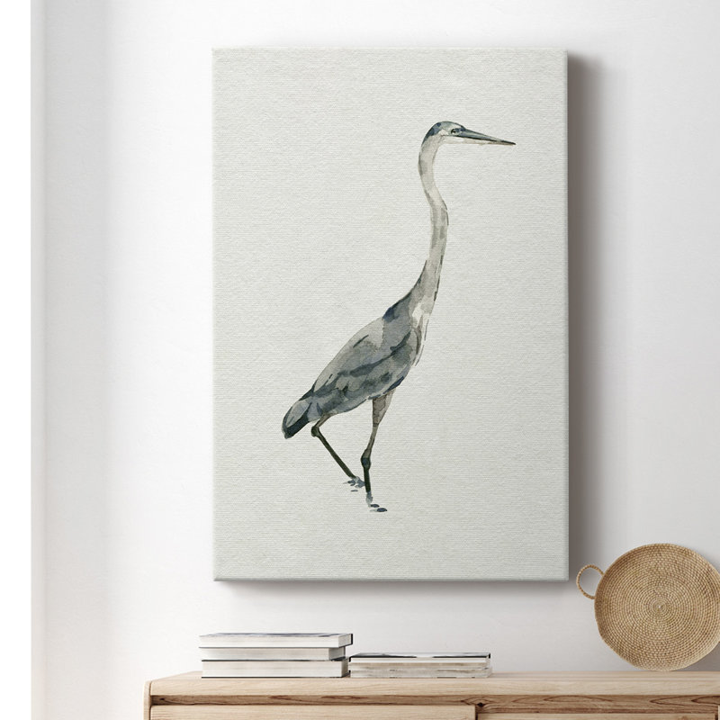 Saltwater Herons I - peinture sur toile tendue, H 60 po x l 40 po x P 1,5 po